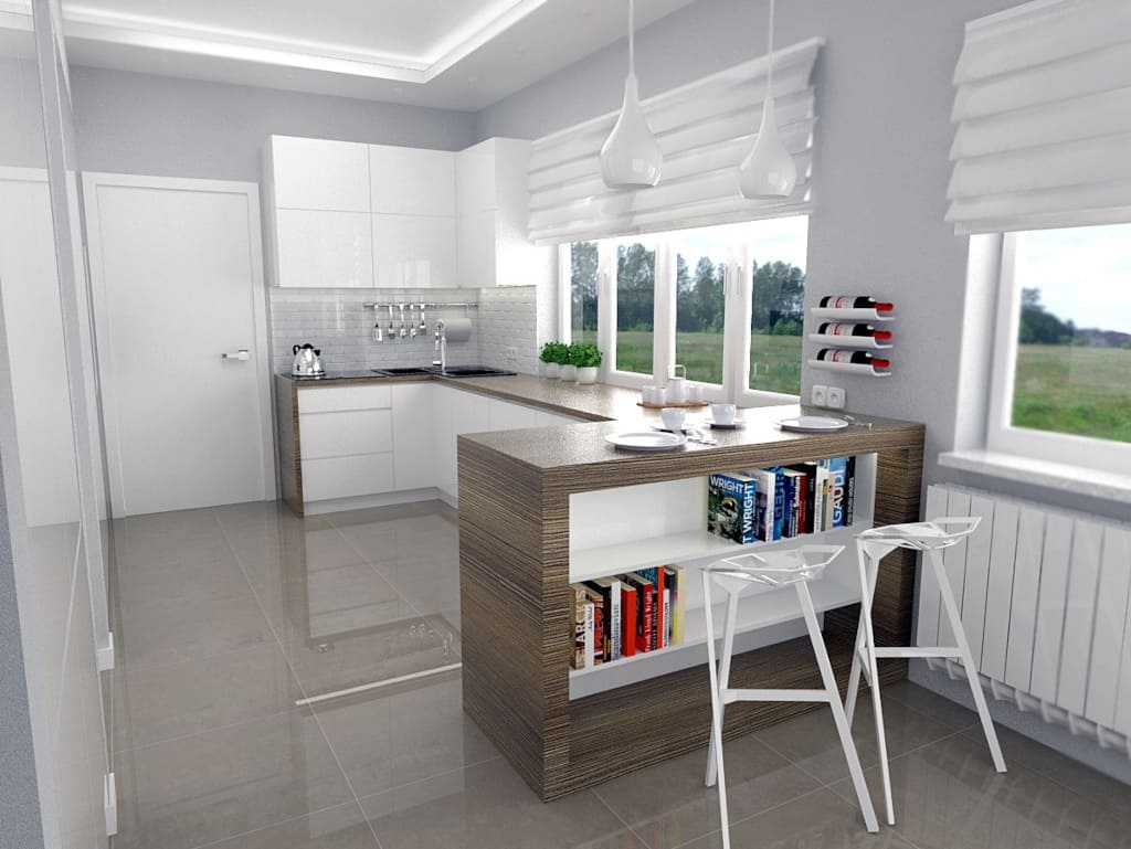 Biała kuchnia w stylu skandynawskim to projekt firmy Lotar1.