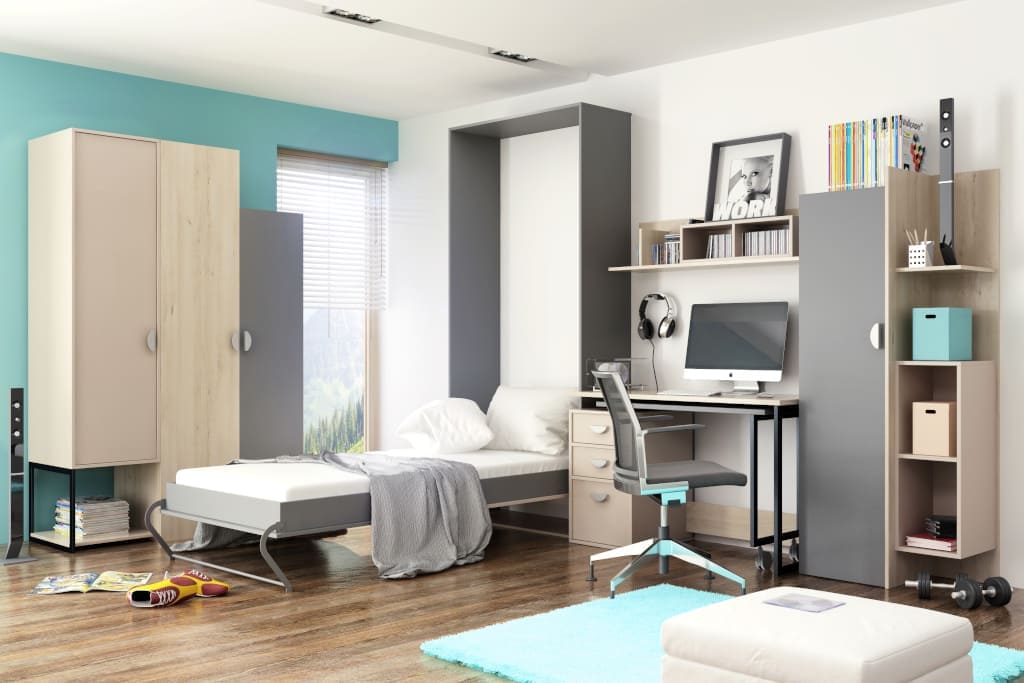 Znakami rozpoznawczymi kolekcji mebli „Frame” (prod. Dignet Lenart) są nowoczesna kolorystyka i kaskadowa konstrukcja szafek.