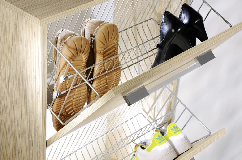 Kosze na buty firmy Nomet są doskonałym zamiennikiem tradycyjnych półek.