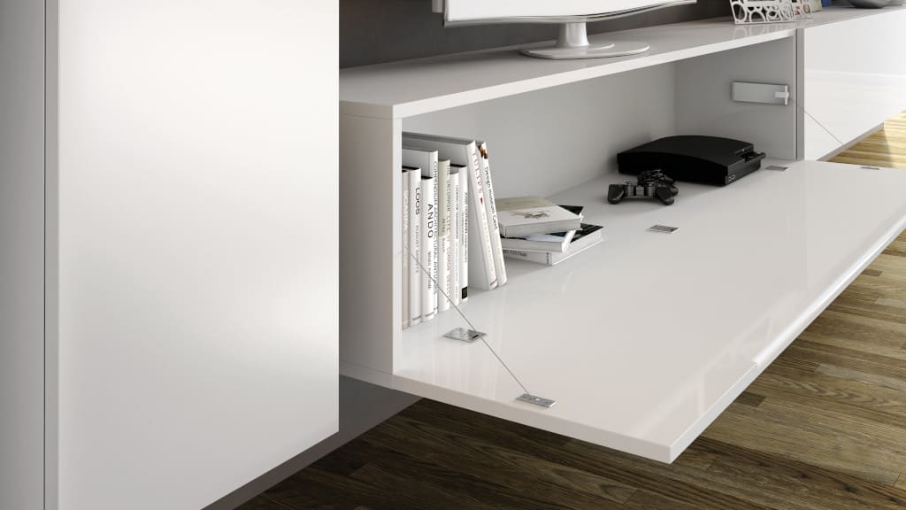 „Link” to opatentowany system do opuszczania klap w dół, prod. Italiana Ferramenta, dystrybucja m.in. Amix.