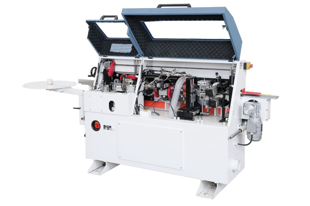 Okleiniarka stołowa-kabinowa EBM 300 XL, tegoroczna nowość marki Bernardo, oferowana przez firmę Hafen. Profesjonalna, kompletna okleiniarka do drewna, płyt, PCV, ABS itp.