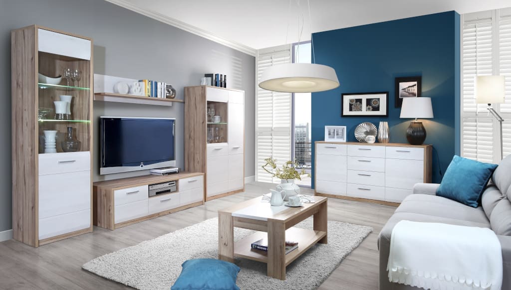 Utrzymany w nurcie skandynawskim program „Canto” z oferty Forte to idealne rozwiązanie dla miłośników jasnych wnętrz w salonie.