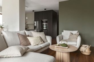 Salon w stylu Japandi.