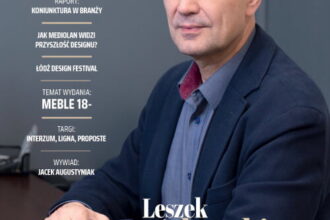 Okładka miesięcznika BIZNES.meble.pl - wydanie czerwiec-lipiec 2023. Na okładce: Leszek Adamski, założyciel, prezes i współwłaściciel firmy Folmag Polska.