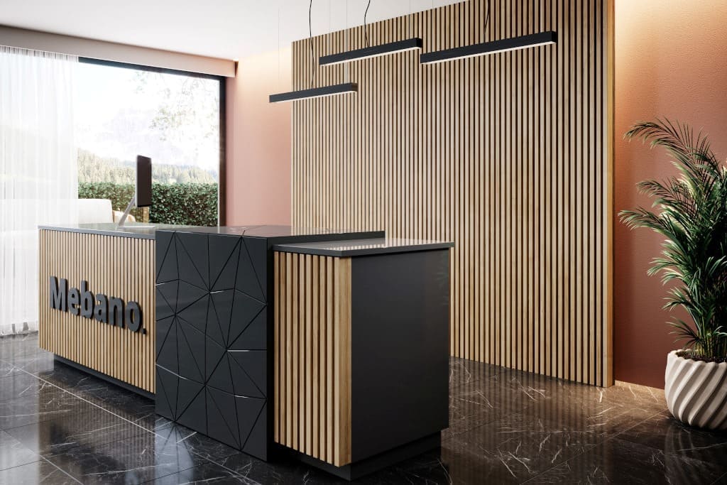 Lamele ścienne od producenta Mebano charakteryzują się czterostronnym okleinowaniem. Dzięki temu zyskują różne zastosowania: można je zamontować bezpośrednio na ścianie, jak i stworzyć z nich przepierzenie.