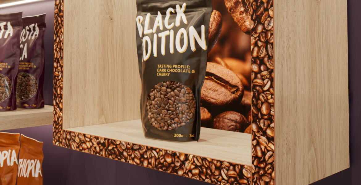 Kreatywne obrzeża ze wzorem kawy z oferty Ostermann