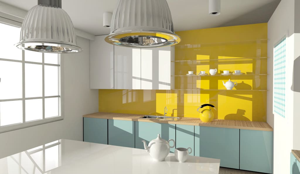 Jednym z wnętrz utrzymanego w skandynawskim stylu apartamentu „Szklane Horyzonty” jest kuchnia. Użyto w niej różnych form i rodzajów szkła hartowanego i lakierowanego z firmy Szkło z Lidzbarka Warmińskiego.