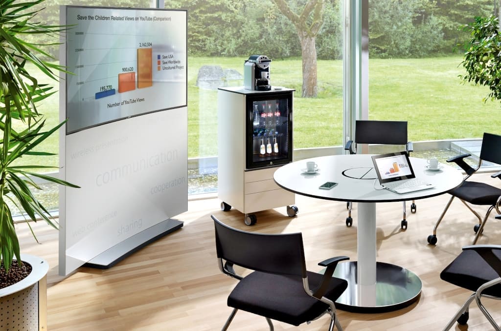 Podczas „Orgatec 2014” firma C+P przedstawiła nową linię produktów łączących idee integracji zaawansowanej technologii – „Cegano Meeting”.