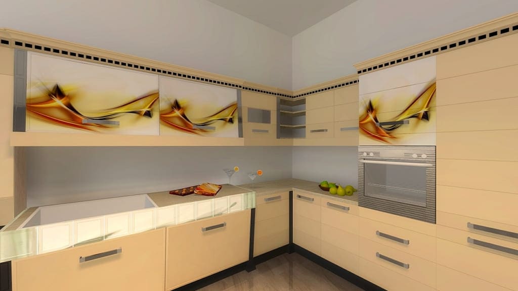 Druk cyfrowy UV umożliwiła przeniesienie zdjęć czy grafik na tafle szkła i wykorzystanie tego typu elementów do ozdobienia mebli. Na zdjęciach przykłady zastosowania tej technologii w wizualizacjach firmy Glassdex.