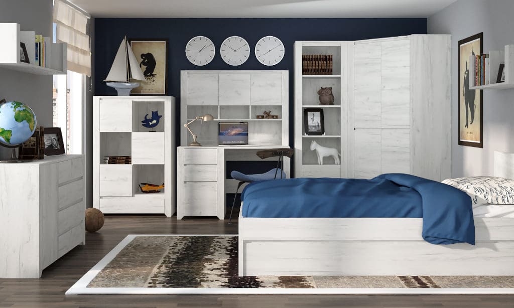 Białe meble z kolekcji „Angel” marki Meble Wójcik charakteryzują się elegancką i solidną bryłą oraz nowoczesnym, młodzieżowym designem.