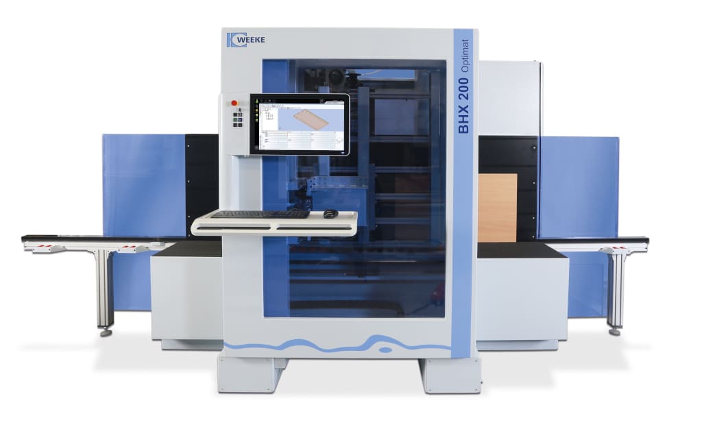 Numerycznie sterowane, pionowe centrum obróbcze „Optimat BHX 200”, prod. Weeke, dystr. Homag Polska.