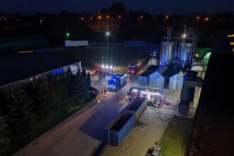 Pożar w zakładzie w Morągu - 26 sierpnia 2023 roku.