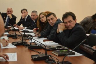 Przedstawiciele Wydziału Promocji Handlu i Inwestycji w Kijowie biorący udział w posiedzeniu grupy roboczej.