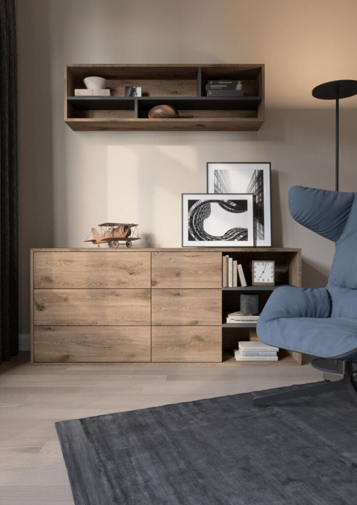 Schattdecor - dekor Alpha Oakk na meblach mieszkaniowych