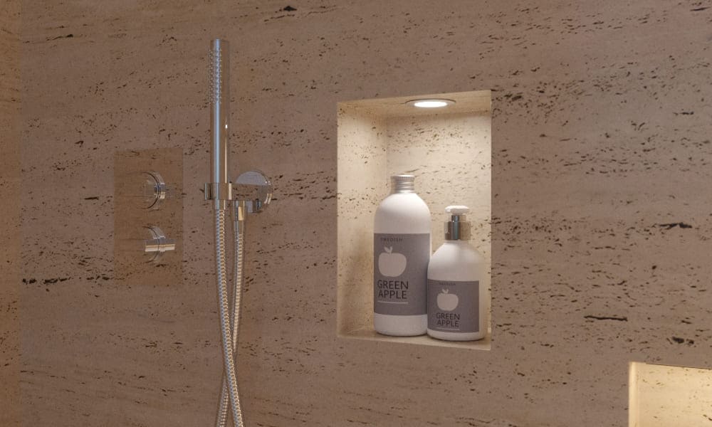 Wnęka w łazience może być miejscem na kosmetyki.