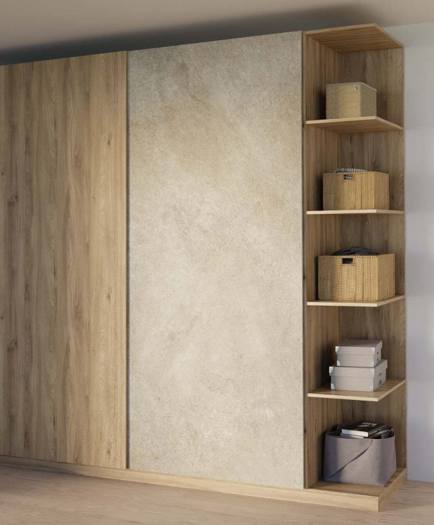 Dekory Dąb Valencia i Acapulco firmy Schattdecor na drzwiach przesuwnych. 