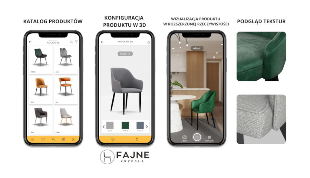 Interfejs katalogu Arlity dla Fajne Krzesła z modelami 3d mebli