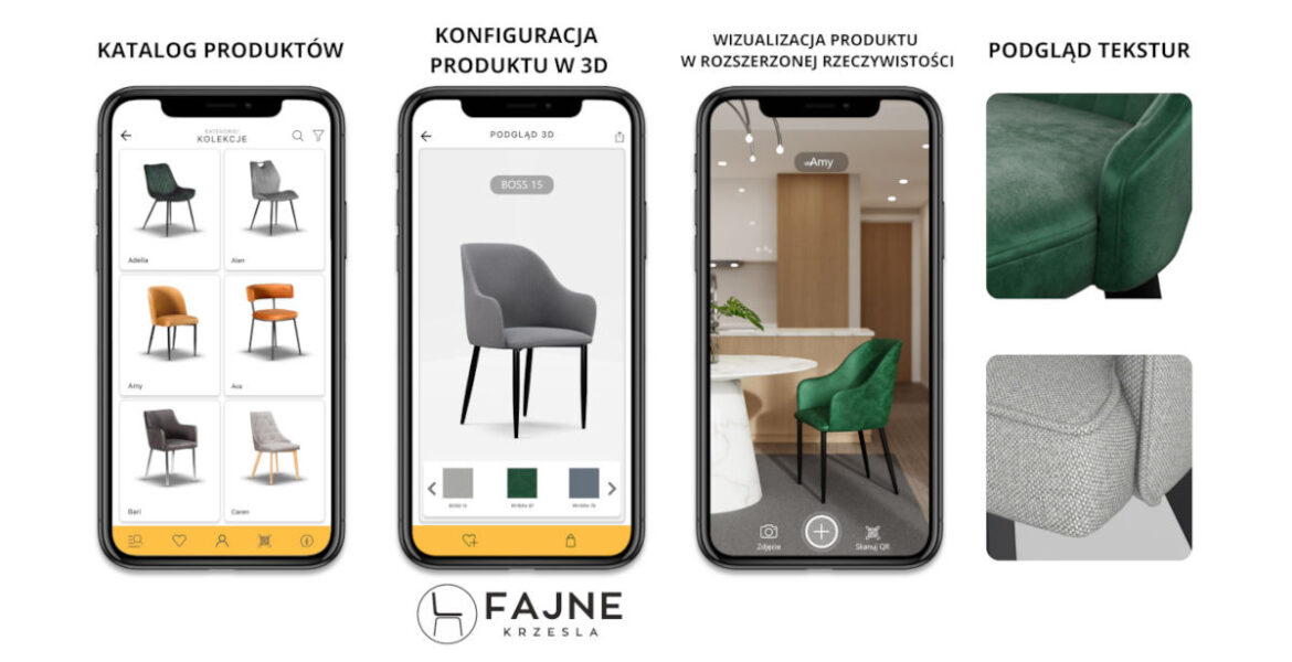 Interfejs katalogu Arlity dla Fajne Krzesła z modelami 3d mebli