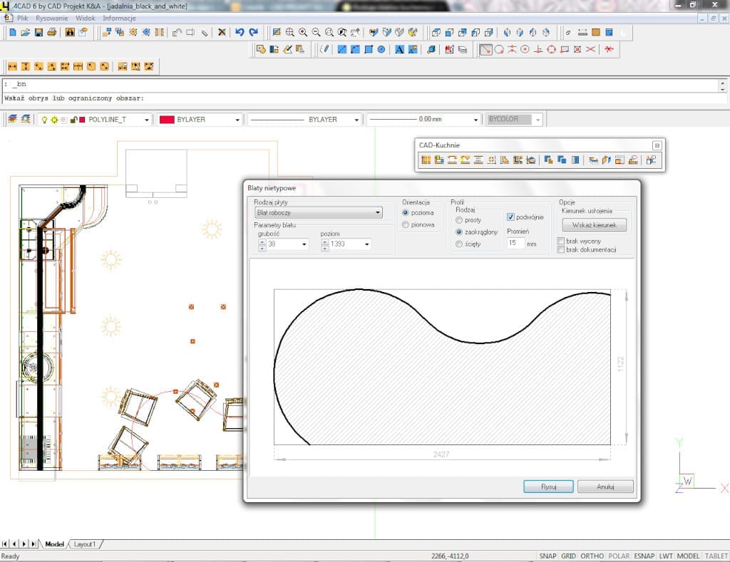 Modelowanie 3D w programie CAD Kuchnie firmy CAD Projekt K&A.