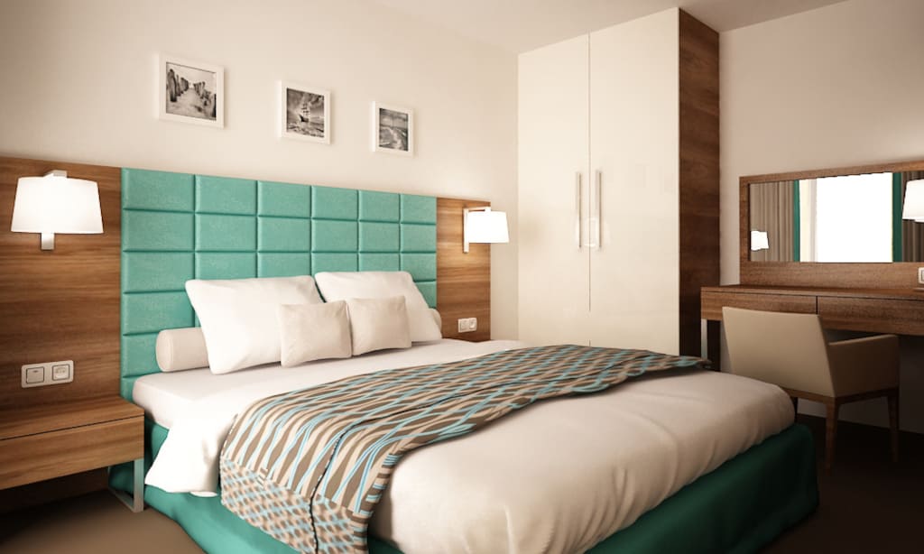 Dla hotelu Slavia w Międzyzdrojach firma Wajnert Meble wykonała meble hotelowe zaprojektowane przez Katarzynę Bieżyńską.