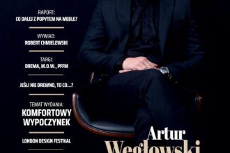 Okładka miesięcznika BIZNES.meble.pl - wydanie listopad 2023. Artur Węgłowski, współwłaściciel Comforteo.