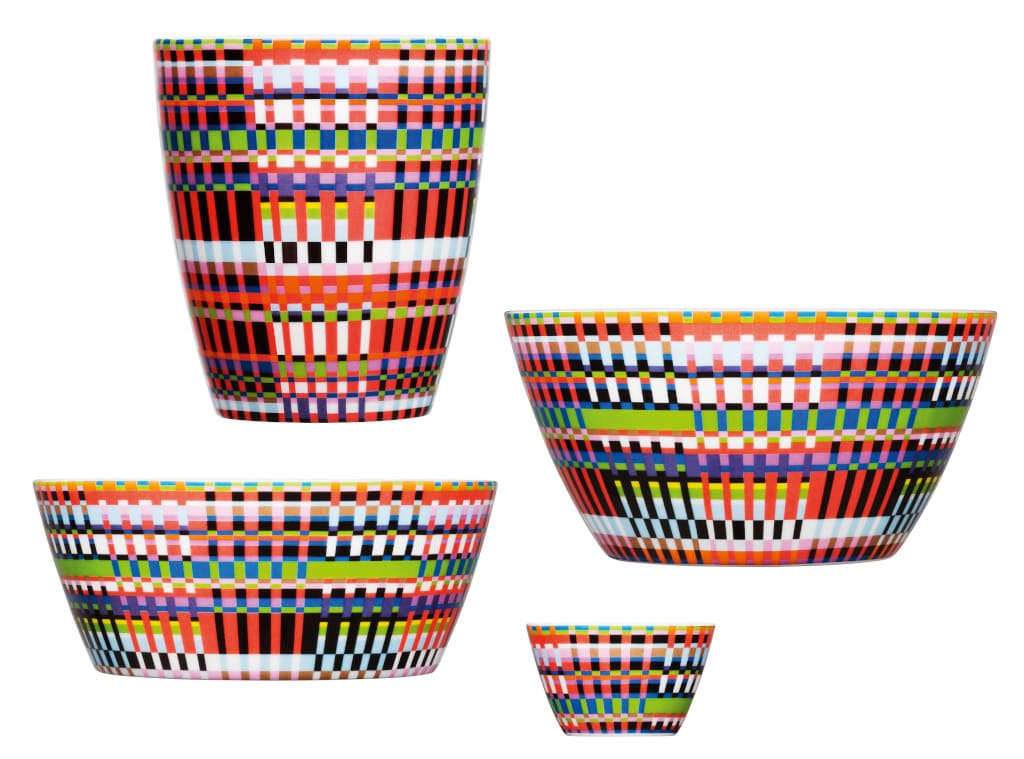 Grupa naczyń Origo w wersji w kratkę, prod. Iittala.