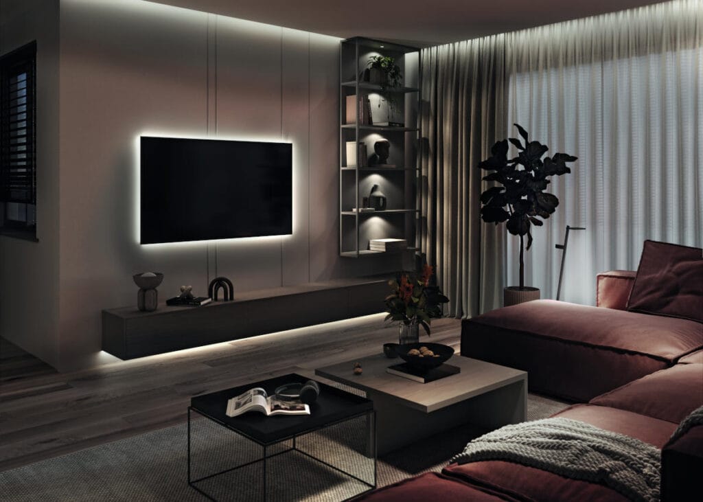 Hafele - oświetlanie Loox5 zastosowane w salonie 