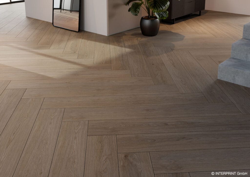 Interprint - dekor Laguardia na podłodze w jodełkę 