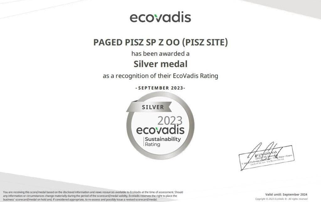 Srebrna odznaka Paged Pisz.