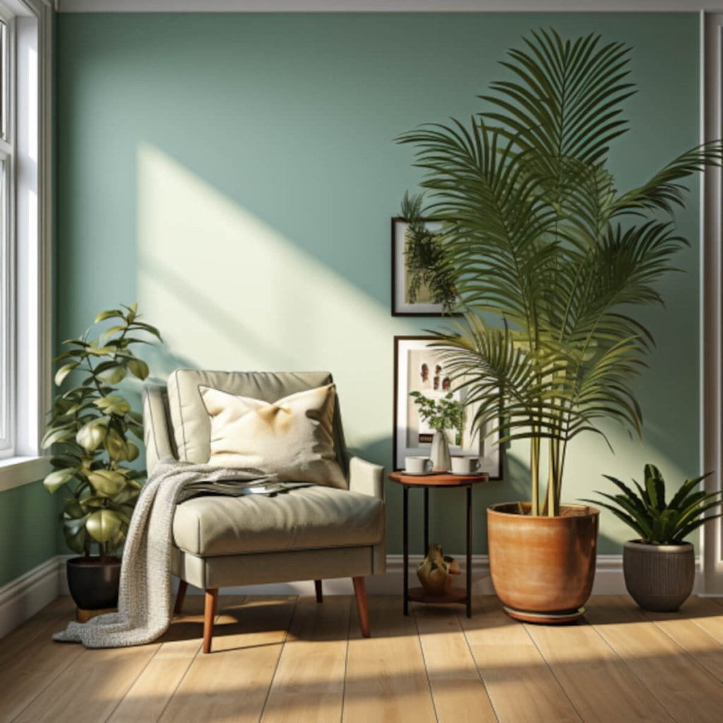 Uwalls - rośliny i fotel w salonie
