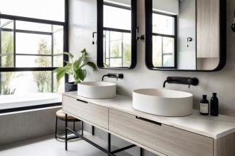 Glamour Wood Jasny R48005 oraz Marmur Bianco S63051 Pfleiderer.