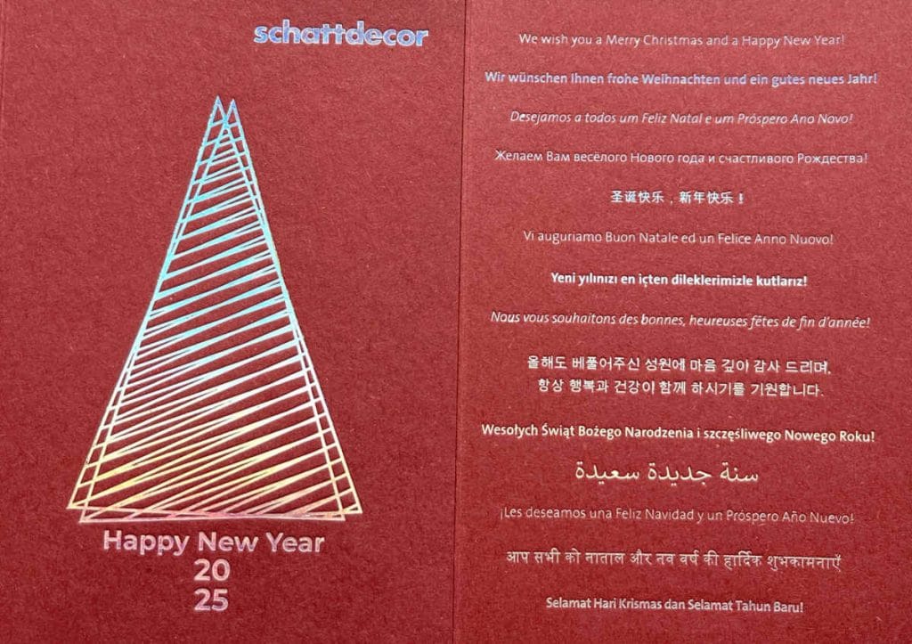 Schattdecor - kartka świąteczna z życzeniami w kolorze czerwonym
