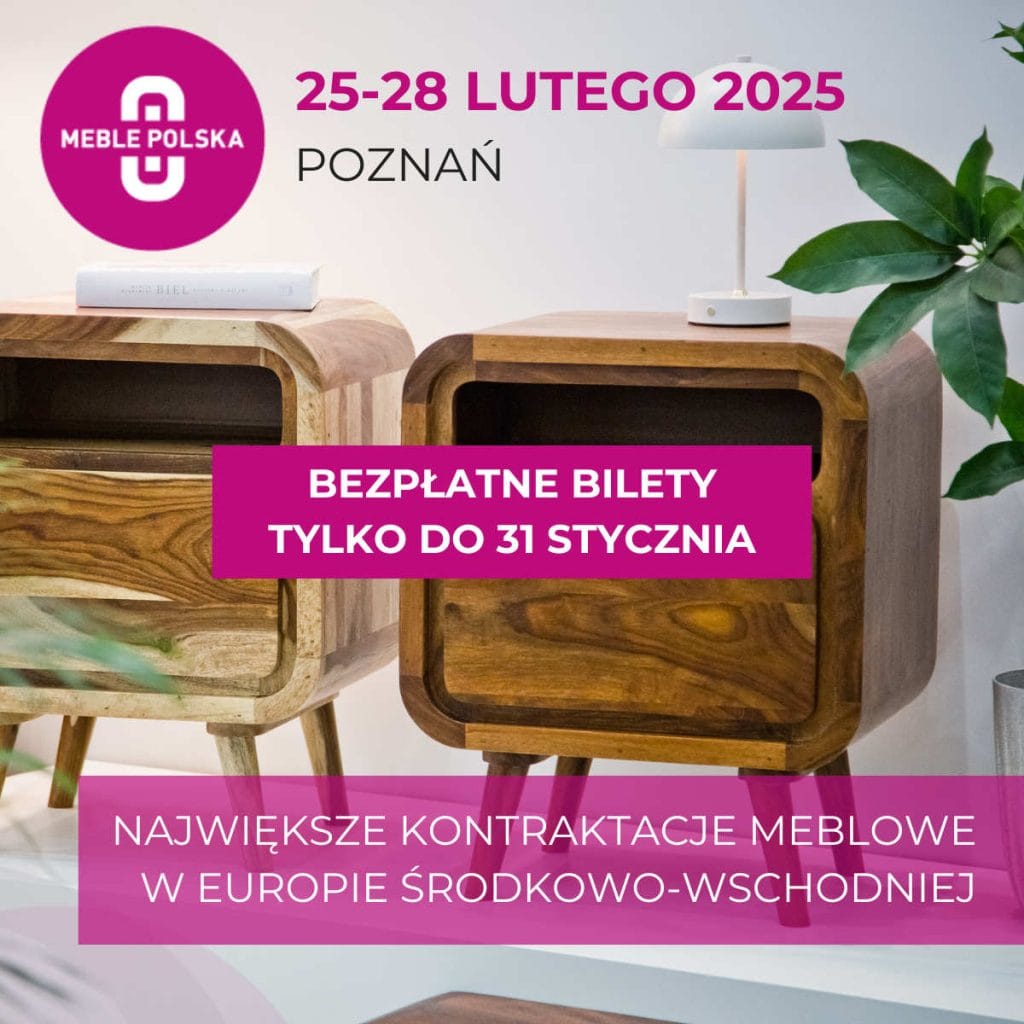 Targi Meble Polska 2025 - banner z infomacją o tanśzych biletach do końca stycznia