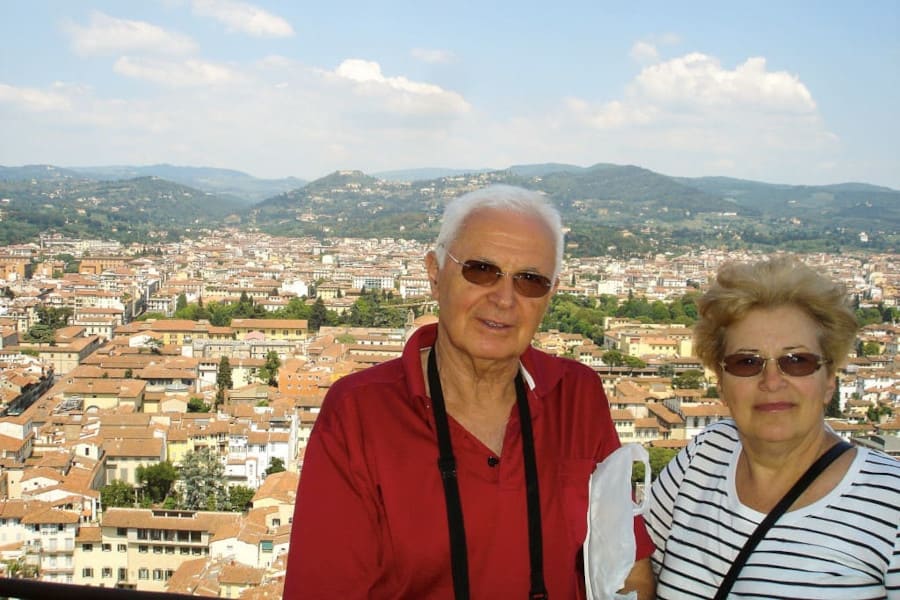 Wanda Zyburska z mężem Jerzym w słonecznej Toskanii.