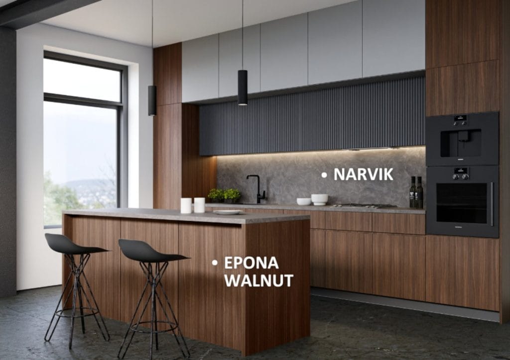 Interprint - dekory Epona i Narvik na meblach kuchennych