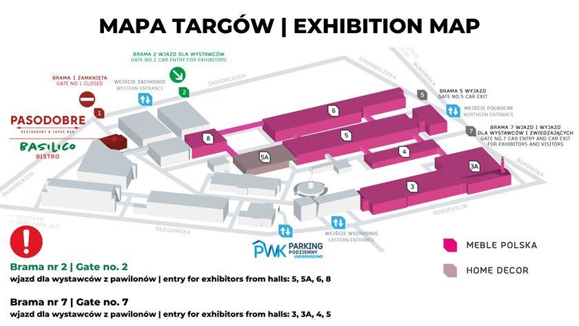 Mapa targów MEBLE POLSKA 2024 i HOME DECOR 2024. 