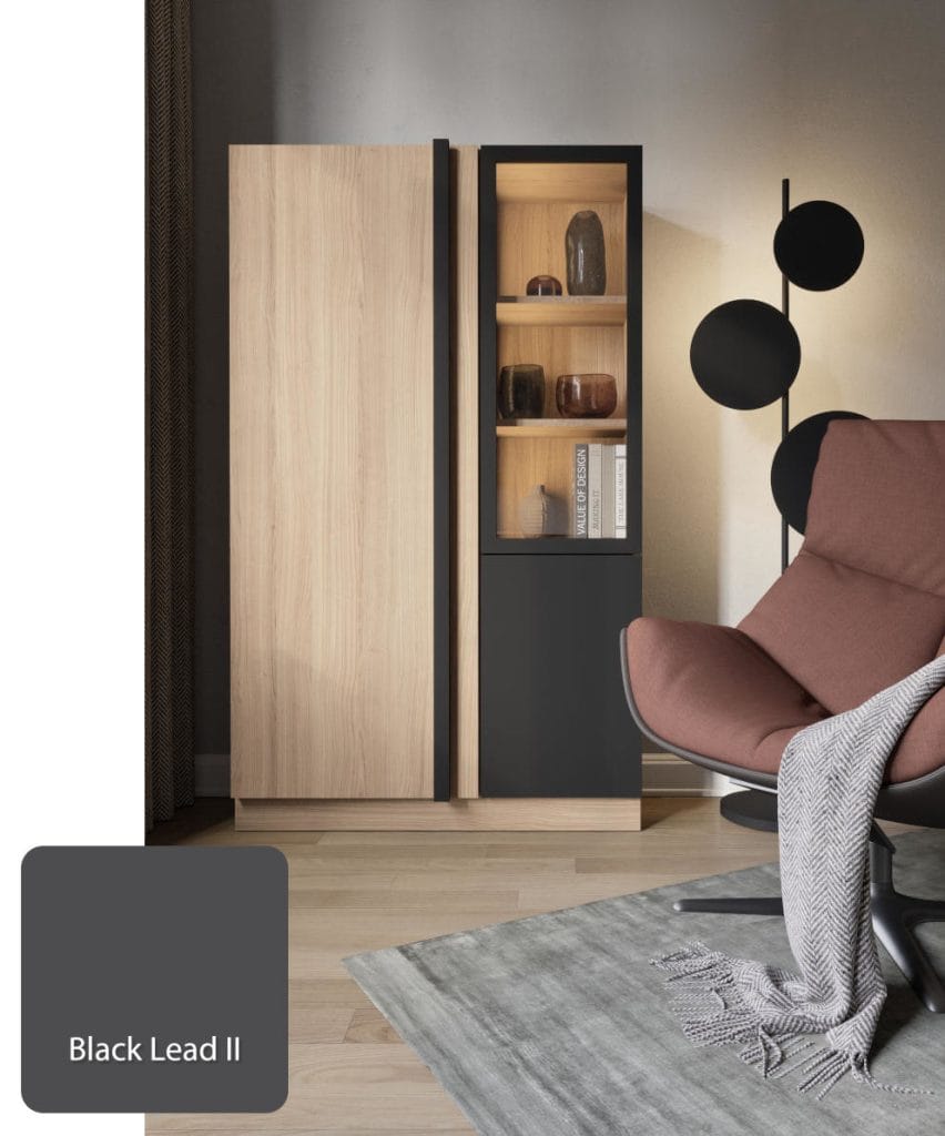 Schattdecor - dekor Riva i Uni Black Lead II na szafie