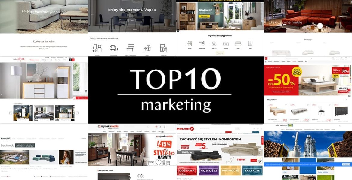 Najlepsze pod względem marketingowym strony www, wybrane z 20 stron największych producentów mebli w Polsce.