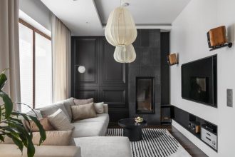 Salon - metamorfoza domu pod Warszawą autorstwa pracowni PRW Design.