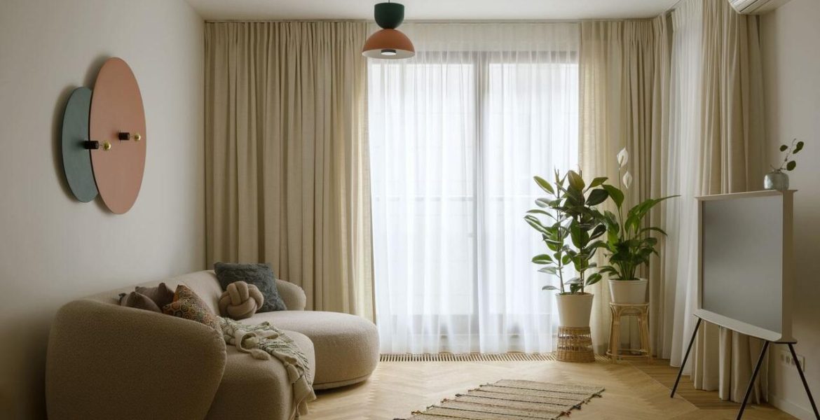 Pastelowe wnętrze na Powiślu, projekt Jacka Tryca.