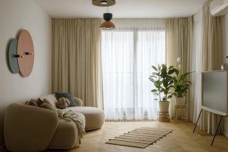 Pastelowe wnętrze na Powiślu, projekt Jacka Tryca.