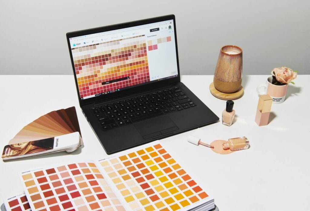 Wizualnie przyciągający uwagę i zachęcający PANTONE 13-1023 Peach Fuzz to pielęgnujący brzoskwiniowy odcień, który inspiruje nas do wyciągnięcia ręki i instynktownego dotknięcia. Przekazując przesłanie o dotyku, które pojawia się w zamszowych, aksamitnych, pikowanych i futrzanych teksturach, luksusowo kojących i miękkich, kolor roku 2024 to brzoskwiniowy odcień, który budzi nasze zmysły. Fot. MICHAEL MARQUAND.