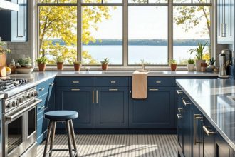 Wykorzystanie sztucznej inteligencji i cyfrowe projektowanie mebli - jasna, nowoczesna kuchnia.