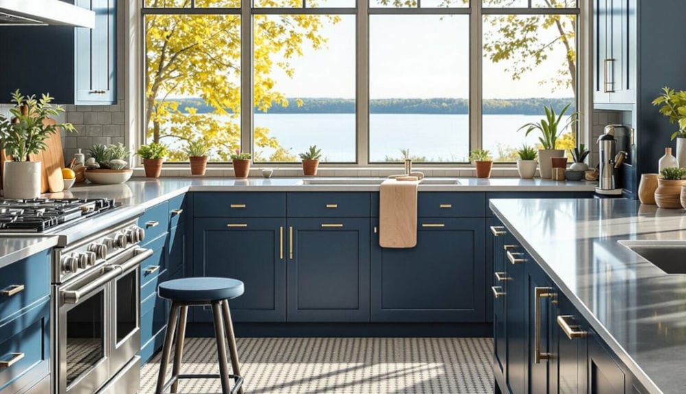 Wykorzystanie sztucznej inteligencji i cyfrowe projektowanie mebli - jasna, nowoczesna kuchnia.