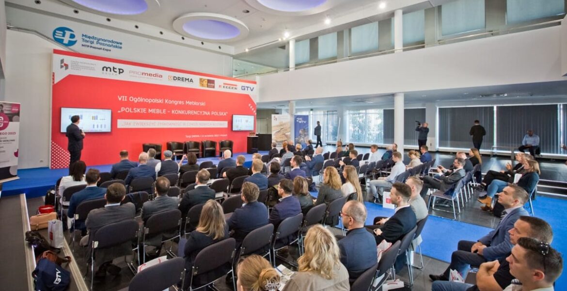 11 września 2024 r. w Poznaniu, podczas targów Drema, odbędzie się IX Ogólnopolski Kongres Meblarski. Na zdjęciu: Ogólnopolski Kongres Meblarski 2023.