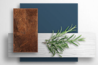 RAUVISIO brilliant noble matt, moodboard w kolorystyce niebieskiej