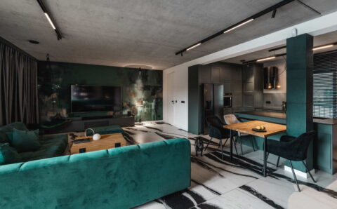 Salon, który zaprojektowała Karolina Janczy.