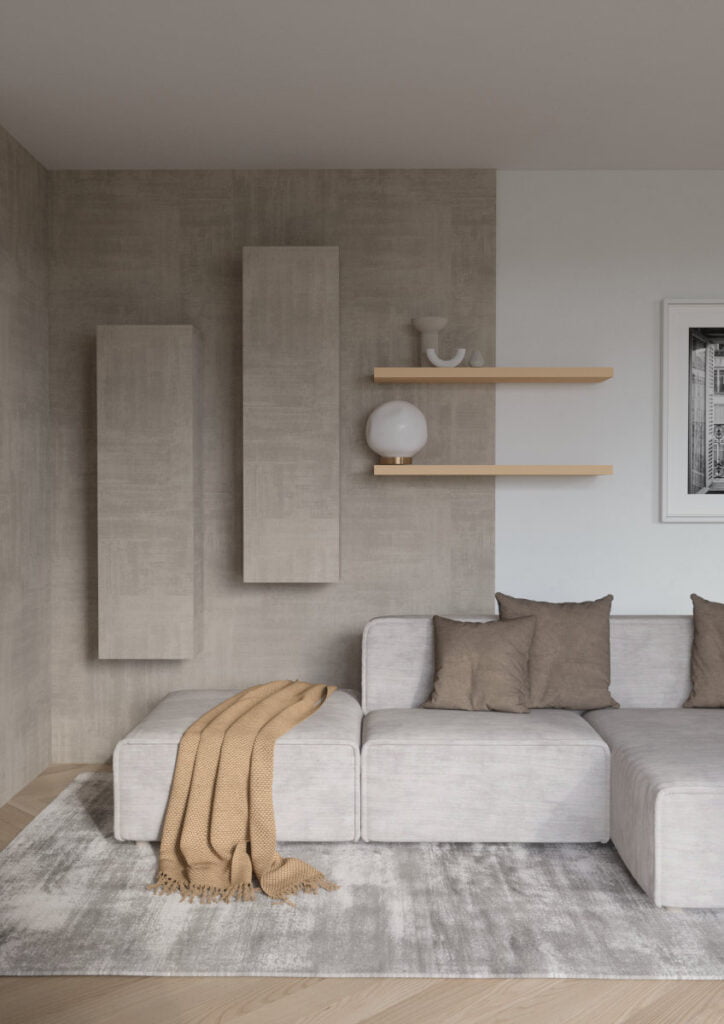 Wizualizacja dekoru Cascade (14-57161-001). Dostępny w kolekcji SWISS KRONO jako Kaskada beżowa D30170.