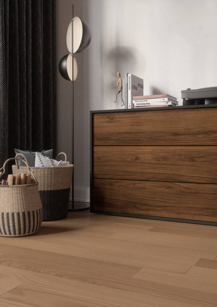 Wizualizacja dekoru Dąb Catania (14-10033-005). Dostępny w kolekcji Egger jako Orzech Warmia brązowy H1307 ST19.