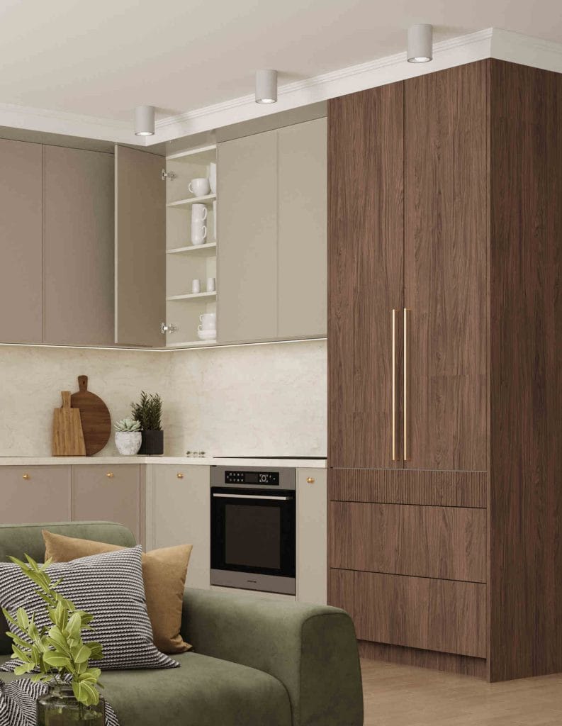 Sevroll - zawiasy PRO w kuchni zbliżenie